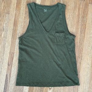 Madewell tank 100% cotton slub, gently worn, green